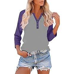Womens 3/4 Sleeve Tops and Blouses Plus Size