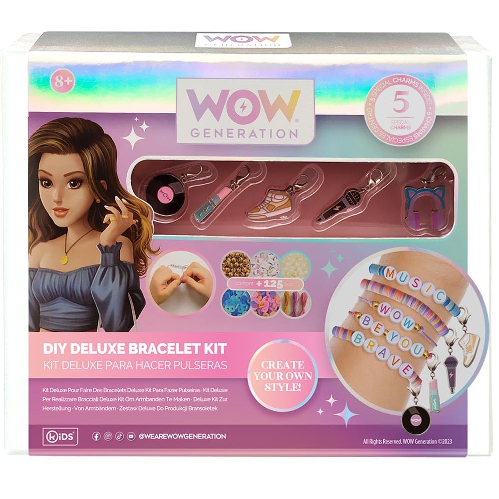 WOW GENERATION Deluxe DIY Jewellery Kit for Kids, Customizable Design, Profession-Themed Charms
