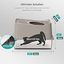 WoofiGo Stainless Steel Cat Litter Box, XL Top