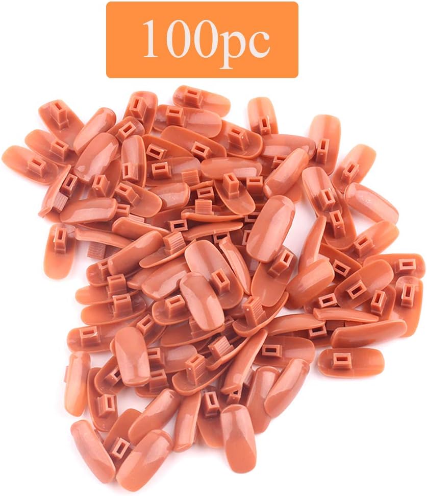 100PCS Nail Tips for Practice Hand Life Size Nail Art Hand Training Practice Finger Tips for Beginners, brown, 100 count (Pack of 1) - Image 5