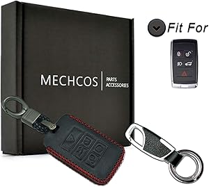 Compatible with fit for 2018-2019 Land Rover Range Rover, 2019 Land Rover Range Rover Sport 5 Buttons Smart Leather Case Key Fob Cover Keyless Car Remote Holder, Bonus: Silicone Case & Key Ring