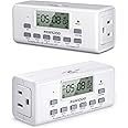 [2 Pack] NEARPOW Digital Timer For Lamp With Dual Outlets, Programmable Timer In Door, Outlet Timer For Lights,10 On/Off Programs, 24-Hour And 7-Day Programmable Electric Plug Timer,3 Prong, 15A/1875W