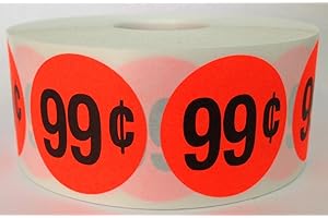 LABELS AND MORE, INC. 1 Roll of 1000 1.5 inch Round BRIGHT RED $.99 Retail Price Point Labels Stickers