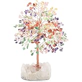 MASGEMES Chakra Crystal Tree of Life Natural Gemstone Healing Crysals(406 Stone Count) with Clear Quartz Base,Fengshui Decor Money Tree,Positive Energy Lucky Gift Height 8.5-9 Inches