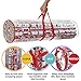 ProPik Christmas Gift Wrap Storage Bag, Clear Organizer Fits Up to 24 Rolls 40 Inch, Heavy Duty PVC Bag with Handles and Zippered Top for Wrapping Paper and Ribbons (Red trimming)