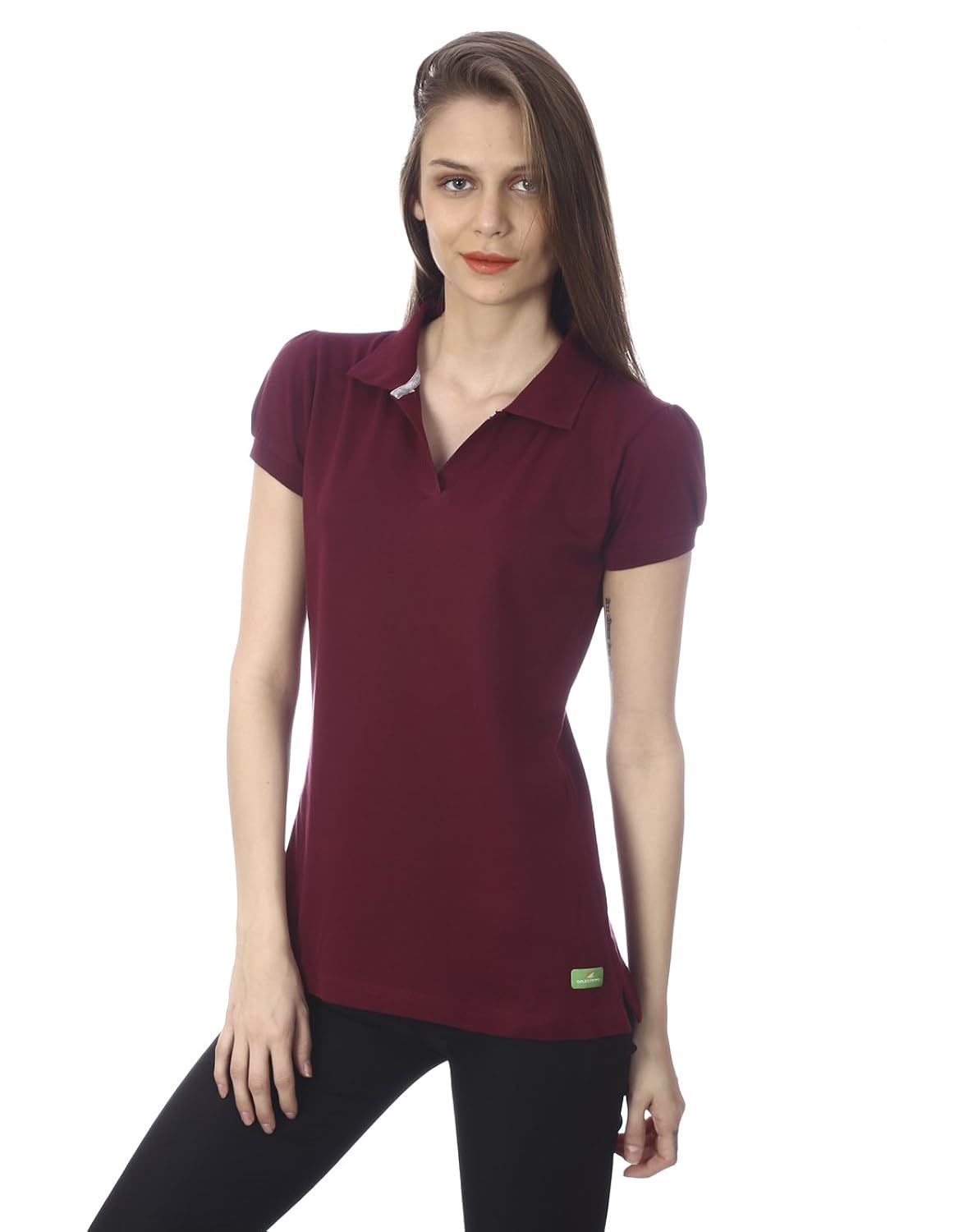 goldstroms women's solid/plain polo collar t-shirt/tee/top open neck