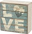 Primitives by Kathy Love - Aqua Marine Mini Beach Plankboard Print Sign with Heart - 4-in
