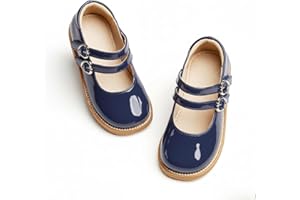 GINFIVE Toddler Girls Dress Shoes Little Kids Flats School Mary Janes Shoes