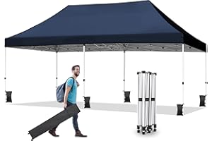 Nianles Ez Up 10x20 Pop Up Canopy Tent, Durable Outdoor Canopy Instant Shade, Adjustable Waterproof Party Tent with Roller Bag, 8 Stakes, 6 Sand Bags and 4 Ropes