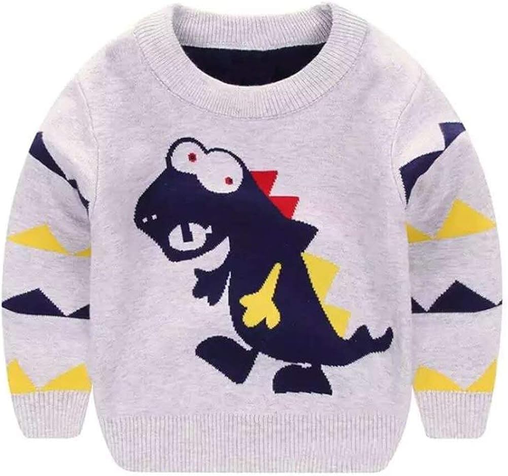 AIWUHE Toddler Baby Boys Sweater Cartoon Dinosaur Pullover Kids Knited Crewneck Sweatshirt 2-8Y: Clothing