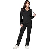 ROYAL MATRIX Womens Modal 2 Piece Outfits, Full-Zip Sweatshirt Hooded Sweatsuit Casual Wide Leg Pants Lounge Tracksuit Set