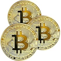 Vbeca 3Pcs Bitcoin Commemorative Coins in Display Cases