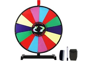 iElyiEsy 24" Spinning Prize Wheel of Fortune 14 Slots Spinner Wheel for Prizes with Stand, Dry Eraser and Marker Pen for Trade Show Carnival