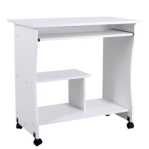 title=Songmics Scrivania Porta PC Tavolo per Computer Desk con Ripiani Tastiera