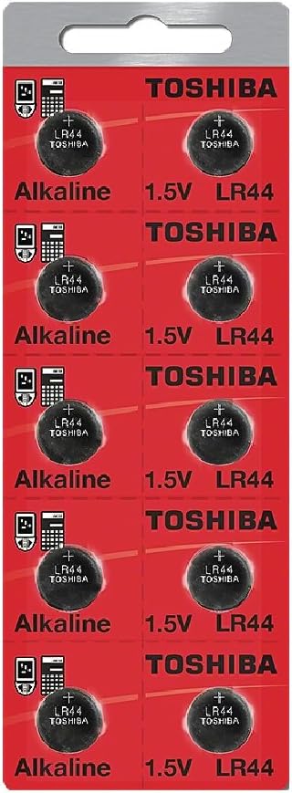 Toshiba LR44 AG13 Alkaline 1.5 Volt Batteries 10 Count, metal