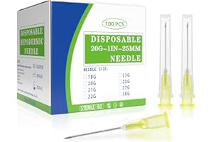 VAOKIN 20 Gauge 1 Inch Needle Disposable Lab Supplies, Individual Package, Pack of 100