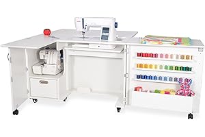 ARROW SEWING Kangaroo Sewing Furniture Wallaby Sewing Cabinet with Quilt Blocks - Ash White