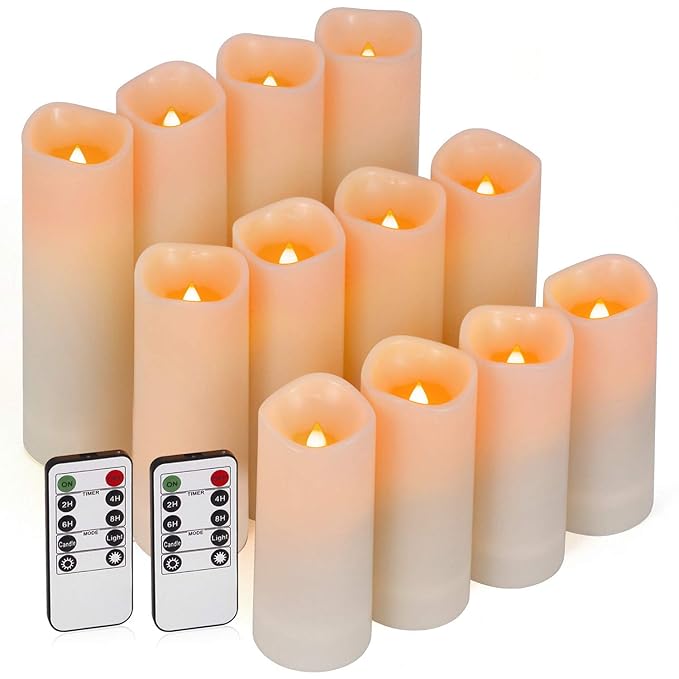 Flameless Candles, Outdoor Candles Led Candles Set of 12 (D 2.2'' X H 4