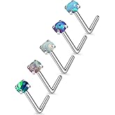 Lsnevsie 18G 20G 22G Astm F136 Titanium Nose Rings Studs Piercing Jewelry for Women Men Opal Nose Rings Nostril Piercing Jewelry Top Opal 1.5mm 2mm 2.5mm 3mm 5PCS