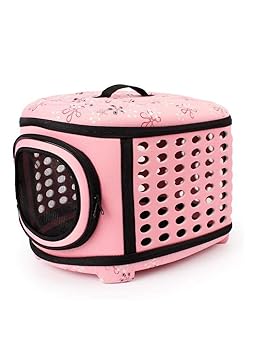 SRI Travel Foldable Pet Carrier Bag for Cat and Puppy (Pink)