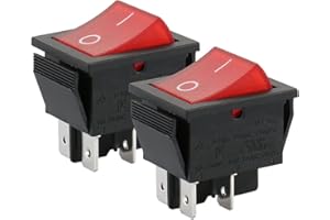 Baomain 2-Pack Rocker Switch with with Red LED Light,ON/Off DPST 4-Pin 16A/250VAC 16A/125VAC,Snap-in,UL VDE List,for Car Auto Boat Household Appliances Equipment etc