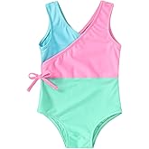 YOUNGER TREE Toddler Girl One Piece Swimsuit Color Block Stripe Swimwear Summer Beach Bathing Suit 12M-5T