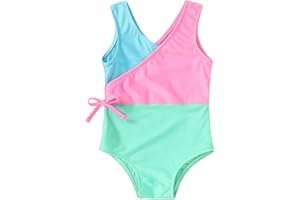 YOUNGER TREE Toddler Girl One Piece Swimsuit Color Block Stripe Swimwear Summer Beach Bathing Suit 12M-5T