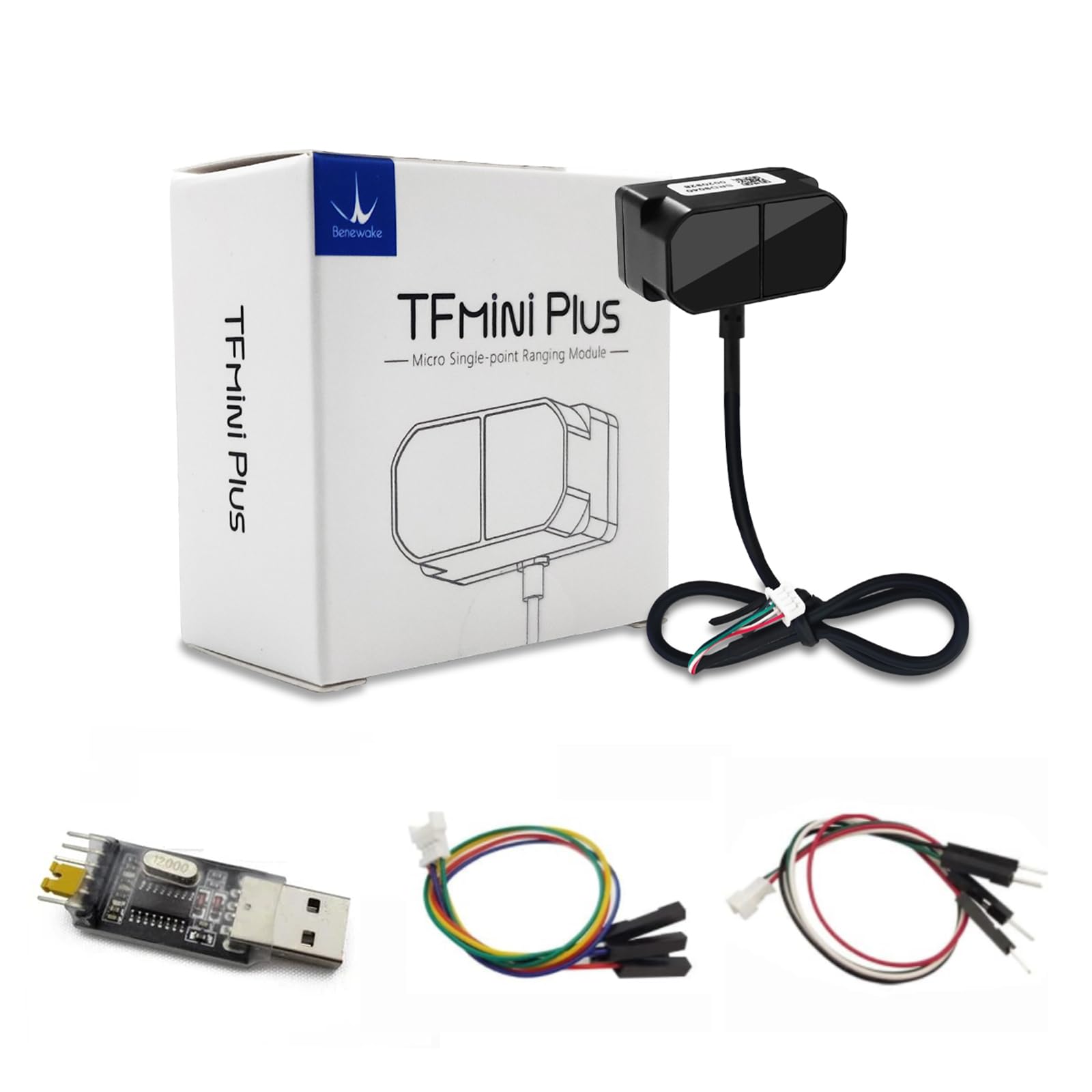 youyeetoo TFmini Plus Lidar Sensor Module Single-Point Ranging Module 0.1-12m Measurement Range Distance, for Drone Industrial Sensing Robot Smart Home Support I/O, UART and I2C