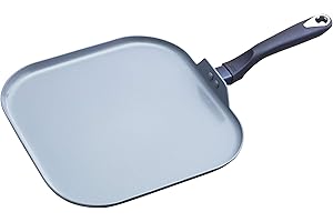 IMUSA USA Blue Ceramic Square Flat Griddle with Soft Touch Handle, 11 Inch, 11"