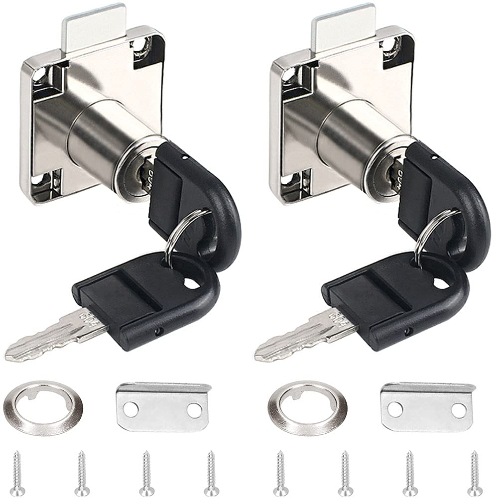 GZGXKJ 2 Set Silver Cabinet Drawer Lock,Drawer Lock Letter Box Locks Desktop Locks Door for Wooden cabinets