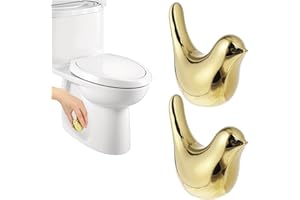 MEYEYAIA Bird Toilet Bolt Caps Decorative, Gold Ceramic Bird Decorative Toilet Bolt Covers, Cute Bathroom Decor Coastal Bathroom Accessories Suitable for Bottom Easy Installation (2 Pieces)