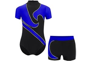 Loyan Kids Boys Athletic Leotard Tumbling Unitard Gymnastic Biketard Ballet Dance Bodysuit with Active Shorts Set