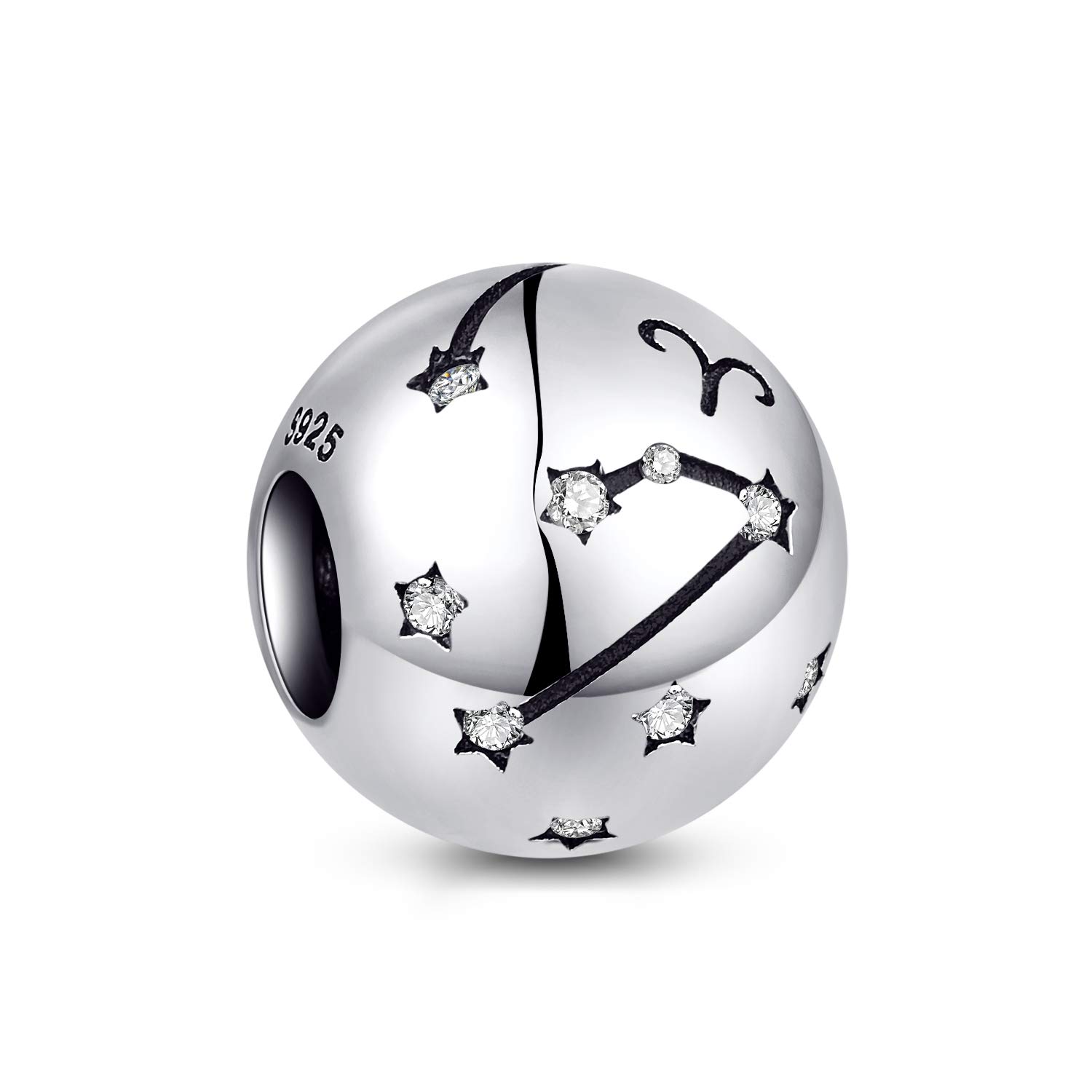 NINGAN Aries Zodiac Sign Birthday Charms - Women's Bead Charms 925 Sterling Silver Charms Fits Padora Bracelet & Necklace for Women & Friends