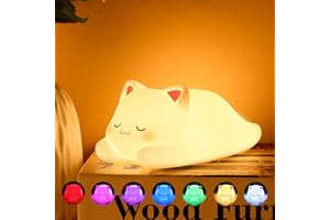 ZKLiLi Night Light for Kids Cute Cat Lamp, 16 Colors+Tap+Silicone Children Night-Light,USB Rechargeable Cat Night Lights for Kid Room,Girls