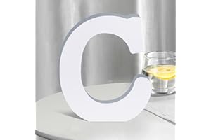 SETNDTS White Wooden Letters 6 Inch for Wall Decor,Large Unfinished Wood Letters for Home,Wooden Alphabet Letters for Crafts,Standing Garden Board or Room Name Signs DIY Carft (C)