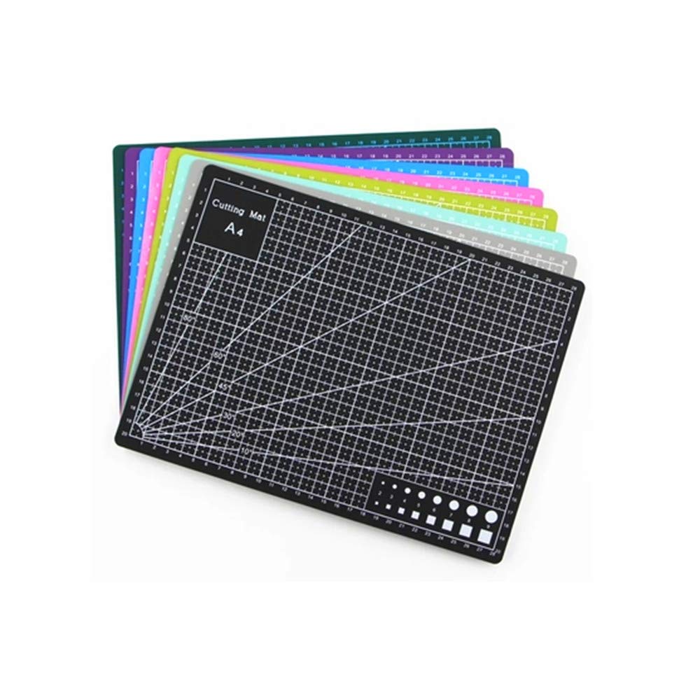 Aukcherie Base de Corte A4 con Plantilla Múltiples Profesional Alfombrilla de Corte de PVC - Doble Cara Autocuración Superficie Verde (Negro)