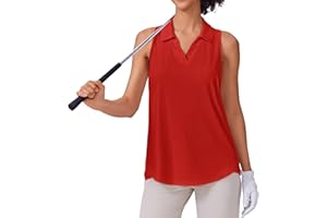 PINSPARK Womens Golf Shirt UPF 50+ Sleeveless Collared Shirts Quick Dry Tennis Polo V-Neck Racerback Athletic Workout Tank