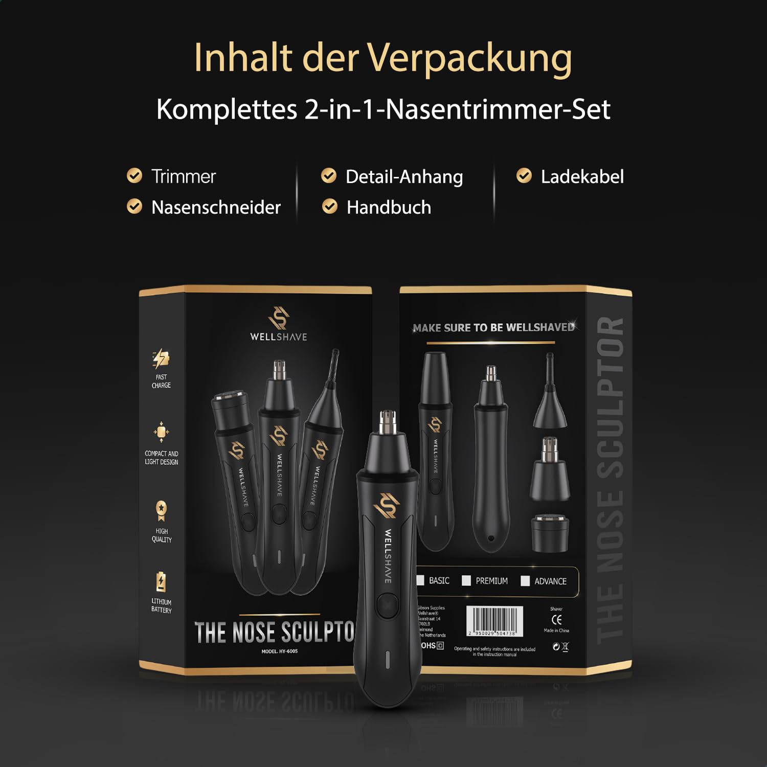 Wellshave 2 in 1 Nasenhaartrimmer - Augenbrauen- und Ohrhaartrimmer - Nasenhaarschneider - Nasenhaarentferner - Nasentrimmer - Ohrhaarentferner - Nasenrasierer 8