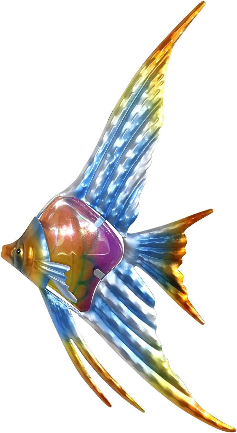 Plaques & Wall Art - LIFFY Metal Fish Wall art Decor Beach Wall Decor Angelfish Art Sculpture Hanging for Outdoor Ocean Beach Sea Pool Decorations