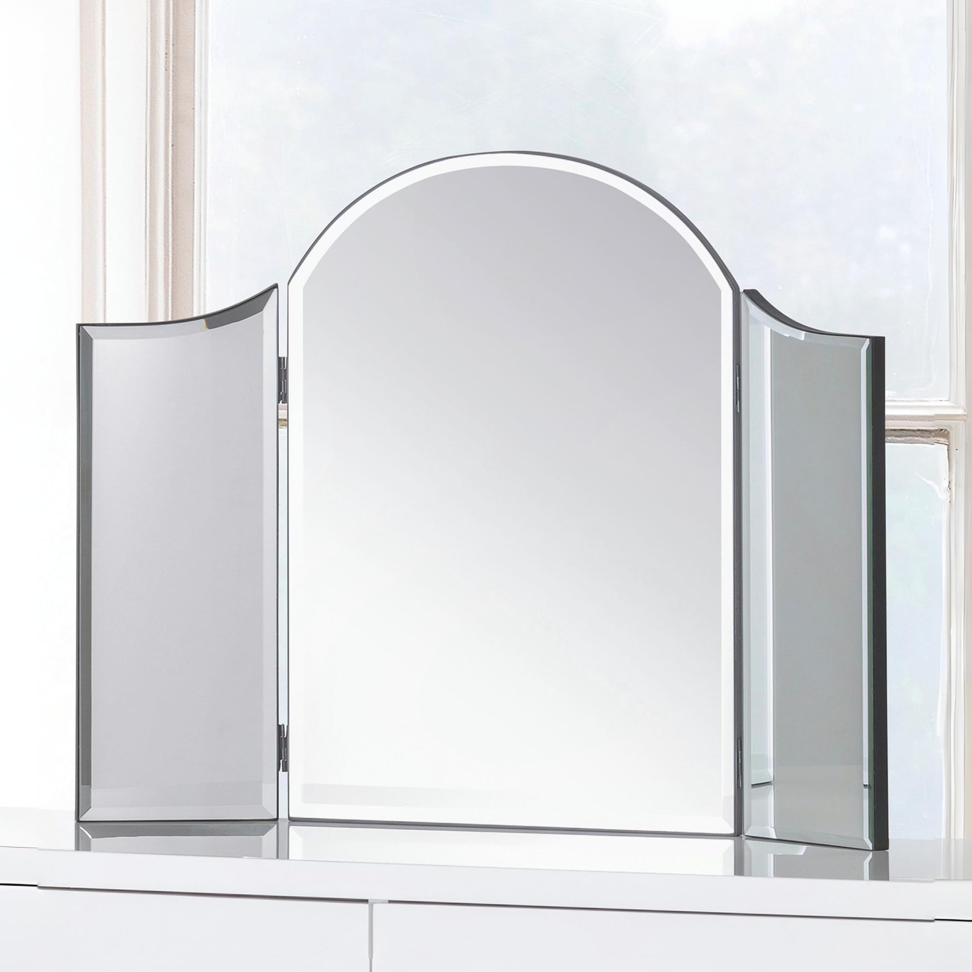 Julian Bowen Canto Curved Dressing Table Mirror - Clear Bevelled Mirrors