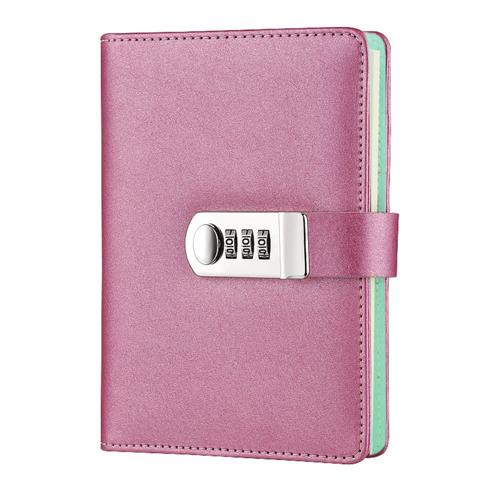 NectaRoy Lock Journal Lockable Refillable Diary, PU Leather Cover Writing Notebook Planner Organizer with Combination Lock, Travel Journal with Lock, Notepad with Pen Holder, Size 185x135mm