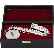 Saxophone Alto Miniature 14cm Avec Support - Laiton Doré - Décoration Musicale