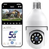 Light Bulb Camera Outdoor, 5G&2.4GHz Wireless Lightbulb Security Cameras for Home Security, Two-Way Talk,Color Night Vision, 