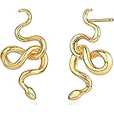 MEVECCO Gold Snake Stud Earrings for Women, 18K Gold Plated Stud Earrings Dainty Snake Mini Cute Simple Delicate Minimalist Stud Earrings Gift for Her