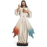 BC Catholic Divine Mercy Jesus Christ Statue, 6" H Jesus I Trust in Figure, Religious Gift, Catholic Indoor Home Decor, Handpainted Renaissance Sculpture by Buildclassic