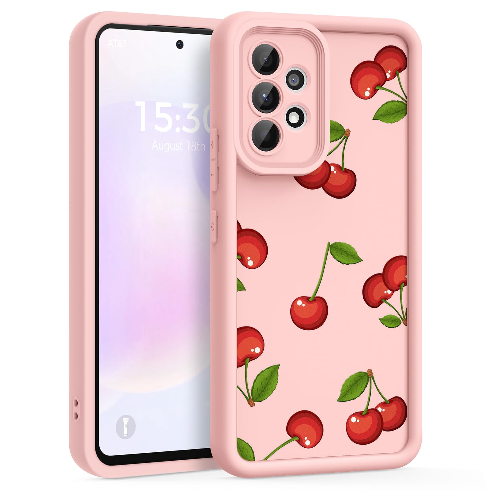 FUXICASE Case for Samsung Galaxy A53 5G, Pretty Pattern Design for Girls Women Silicone Cover, Soft TPU Material, Thicker Frame Shockproof Protective Girly Case for Samsung A53 (Classic Cherry)