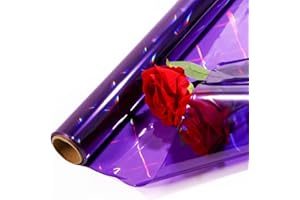CMFYHM Iridescent Violet Cellophane Wrap Roll I 34 In Wide X 50 Ft Long I Colorful Cello Perfect For Baskets,Gifts, Treats,Birthday Holiday Wedding Floral, Party Arts Crafts Decoration (Violet)