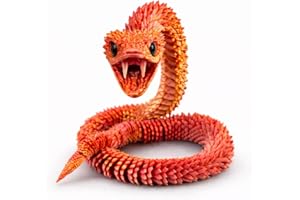 Articulated Crystal Snake – 3D Printed Flexible Snake Figurine, 58 cm (23 in) Poseable Serpent with Movable Mouth, Realistic 