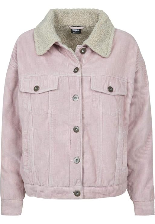 BetterStylz Damen Winterjacke Übergangsjacke KendallBZ Oversize Sherpa Cord Jacke mit Teddyfell