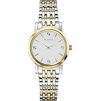 Bulova 98P198 Orologio Elegante Bicolore – Quadrante Nero Con Diamanti, Movimento Al Quarzo